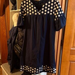 J. Crew Midnight Blue Dress with Cream Dots